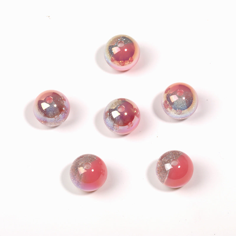 Wholesale 100pcs 20mm two-color starry cat's eye beads UV plated resin round beads diy mobile phone chain keychain beads loose beads